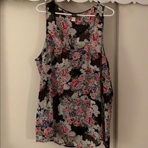 Sheer floral tank top.